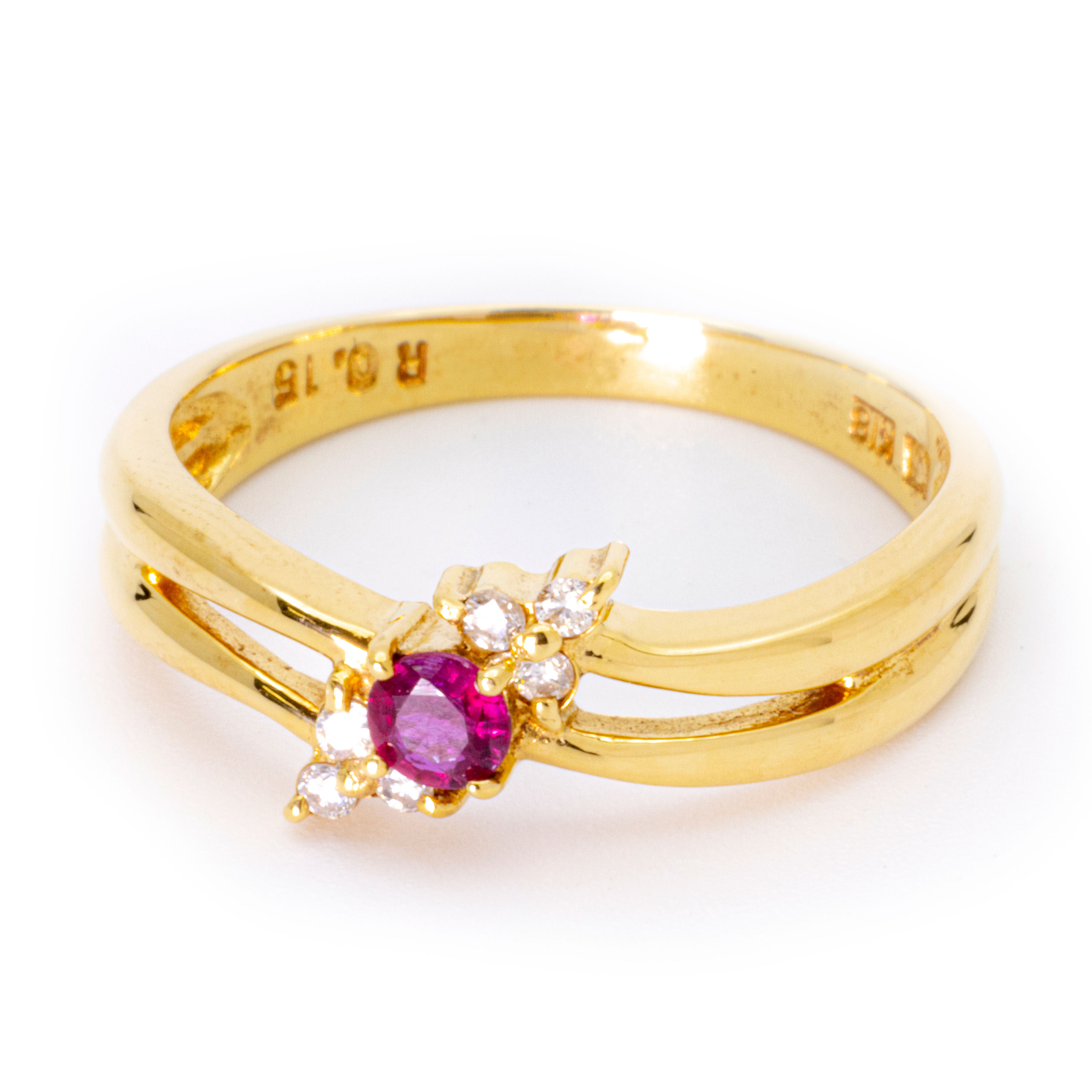 ルビー ダイヤ K18 ファッションリング 指輪 Ring