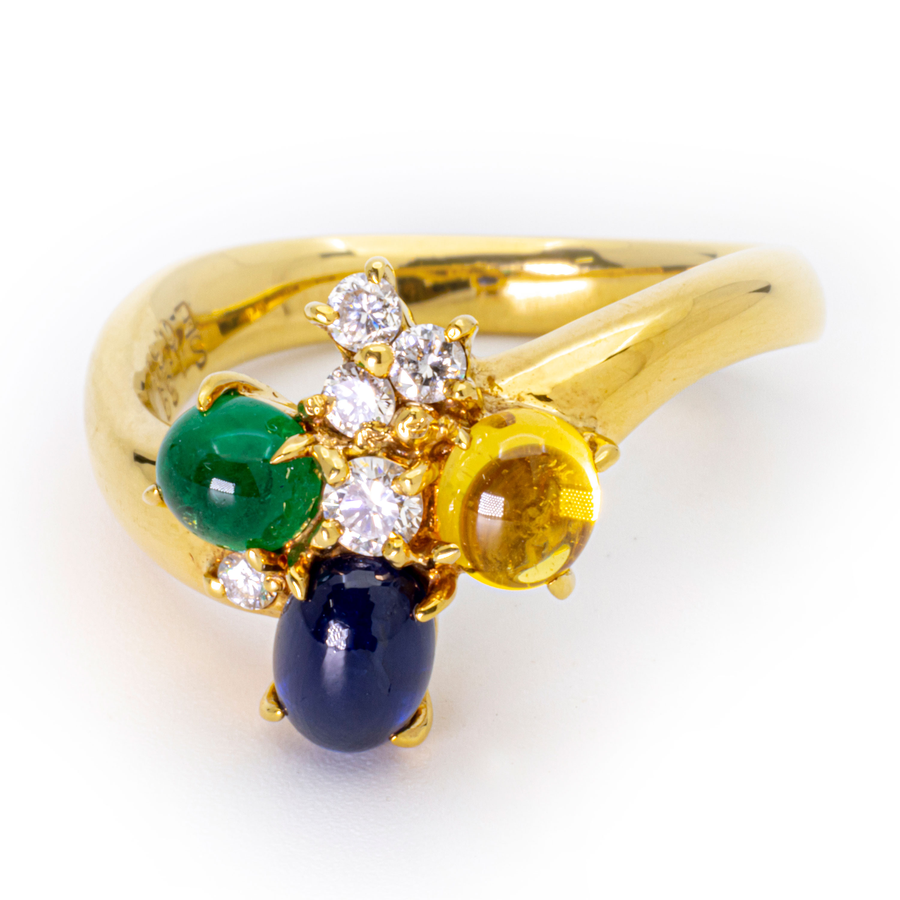 サファイア エメラルド トパーズ ダイヤモンド K18 指輪 Ring