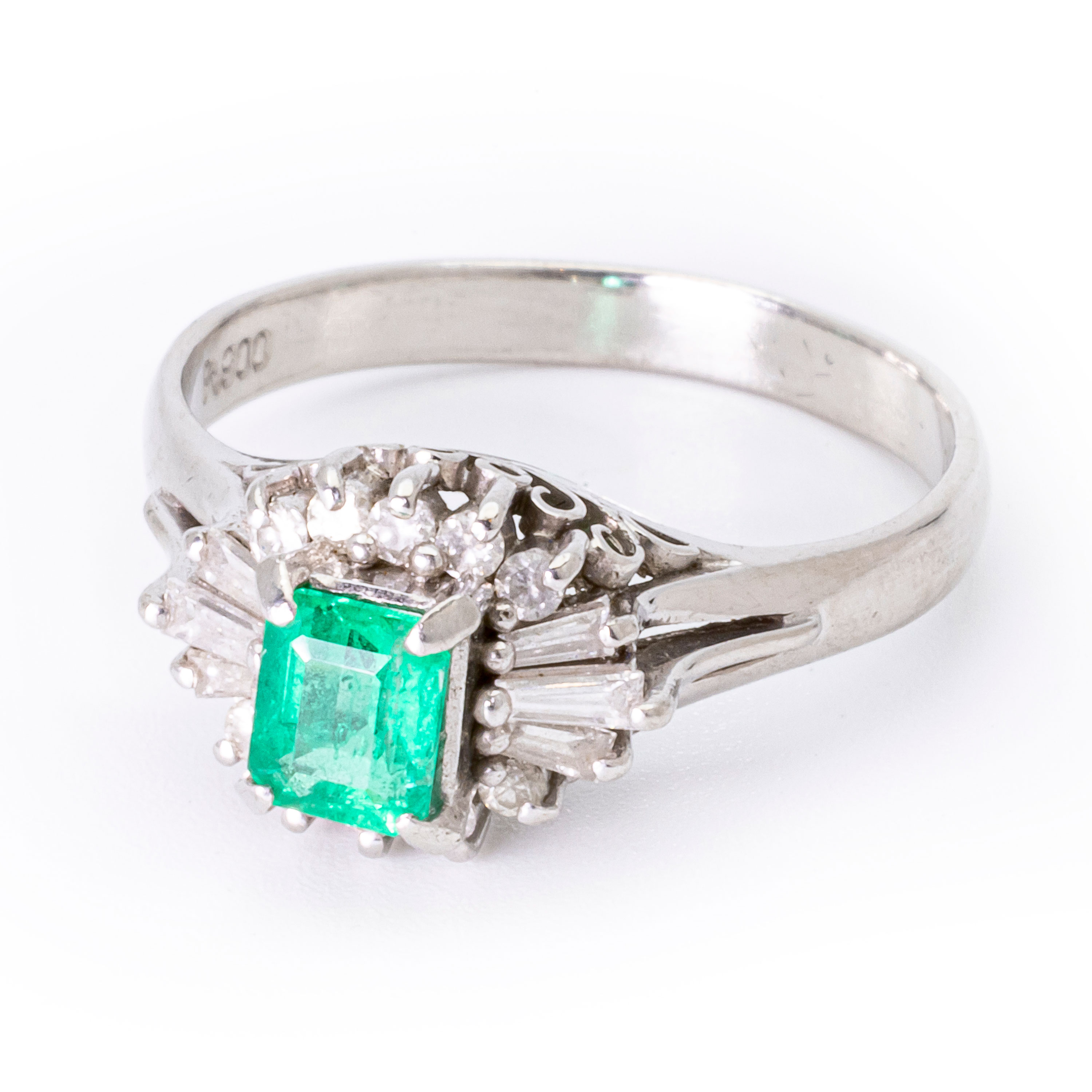 エメラルド ダイヤモンド Pt900 ファッションリング 指輪 Ring